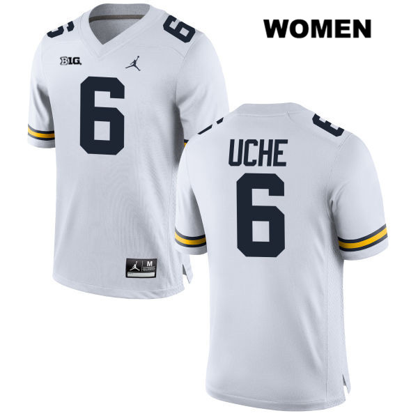Women's NCAA Michigan Wolverines Josh Uche #6 White Jordan Brand Authentic Stitched Football College Jersey FA25T34NT